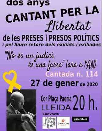 DILLUNS 27 DE GENER. CANTAIRES DE PONENT/COR PLAÇA PAERIA. DECEBUTS, TRISTOS, EMPRENYATS ... i UNITAT!!!