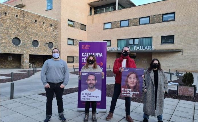 Jaume Moya reivindica Lleida, l’Alt Pirineu i Aran com a territori de drets en l’arrencada la campanya electoral d’En Comú Podem davant l’Hospital de Tremp